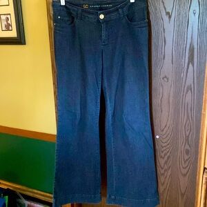Dark, wide leg jeans, 12